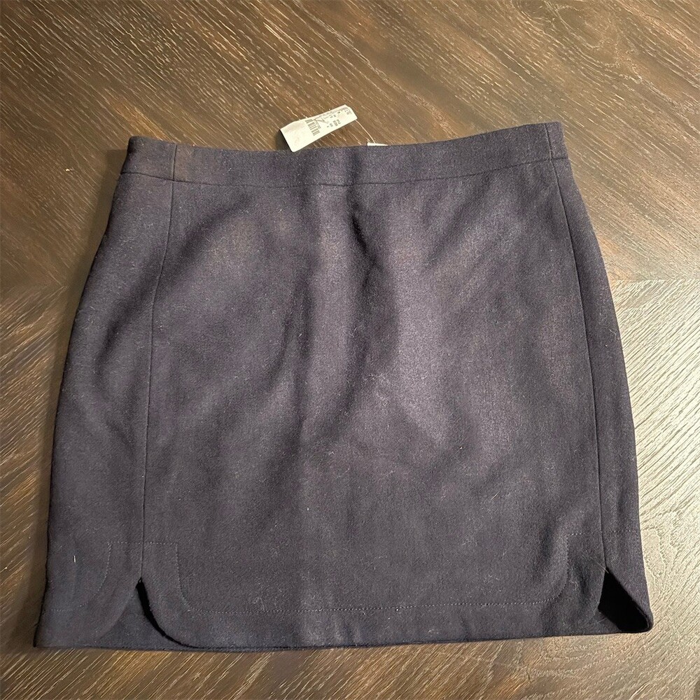 J. Crew Wool Blend Navy Blue Mini‎ Skirt Fully Lined Back Zip NWT